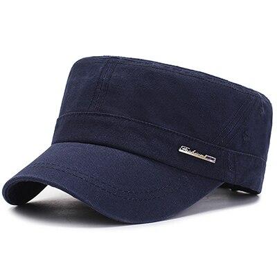 Classic Cotton Flat Top Military Army Hat-Hats-Innovato Design-Dark Blue-Innovato Design