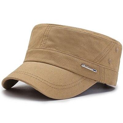 Classic Cotton Flat Top Military Army Hat-Hats-Innovato Design-Khaki-Innovato Design