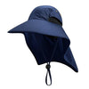 Portable Wide Brim Lightweight Water Resistant UV Protection Neck Cover Flap Cap with Chin Strap