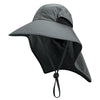 Portable Wide Brim Lightweight Water Resistant UV Protection Neck Cover Flap Cap with Chin Strap