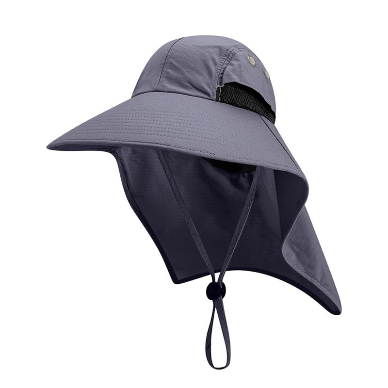 Portable Wide Brim Lightweight Water Resistant UV Protection Neck Cover Flap Cap with Chin Strap-Hats-Innovato Design-Navy Blue-Innovato Design