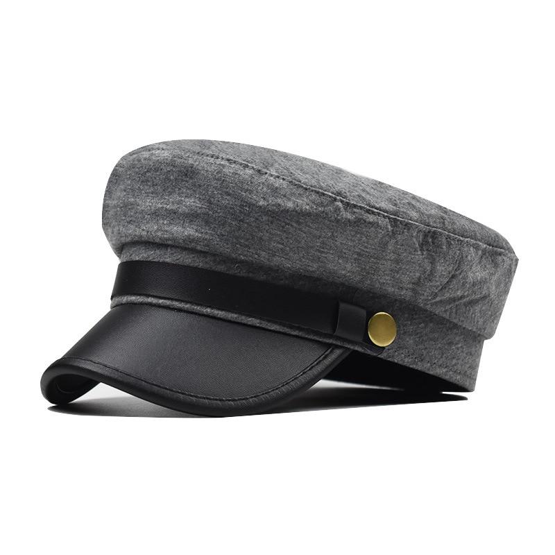 Polyurethane Leather Octagonal Hat with Large Buttons-Hats-Innovato Design-Red-Innovato Design