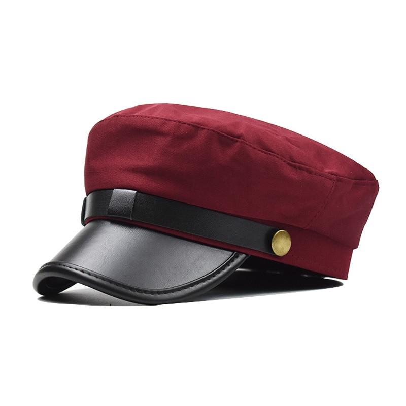 Polyurethane Leather Octagonal Hat with Large Buttons-Hats-Innovato Design-Red-Innovato Design