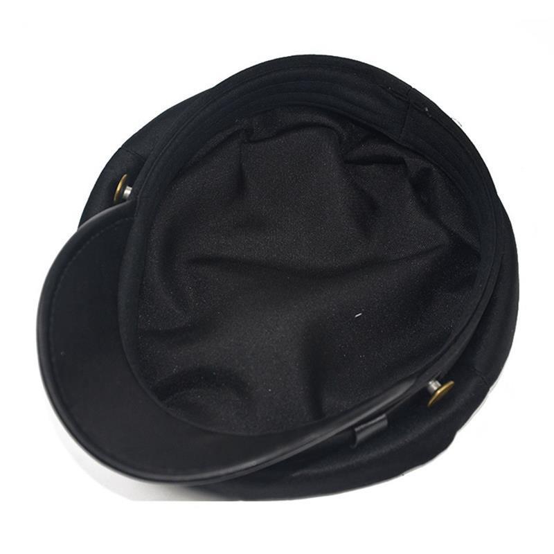 Polyurethane Leather Octagonal Hat with Large Buttons-Hats-Innovato Design-Red-Innovato Design