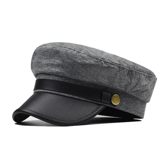 Polyurethane Leather Octagonal Hat with Large Buttons-Hats-Innovato Design-Grey-Innovato Design