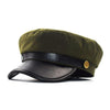 Polyurethane Leather Octagonal Hat with Large Buttons