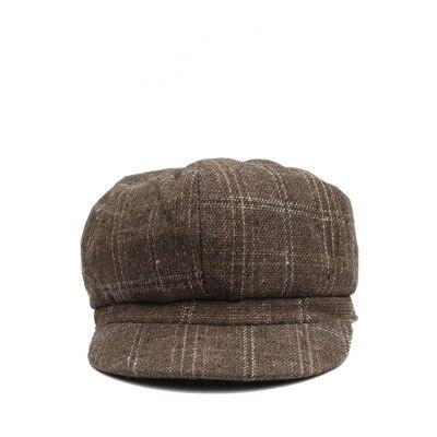 Small Casual Plaid Wool Octagonal Beret-Hats-Innovato Design-Khaki-Innovato Design