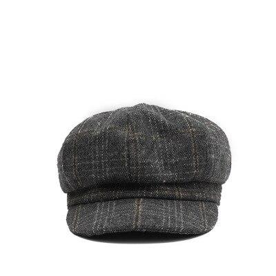 Small Casual Plaid Wool Octagonal Beret-Hats-Innovato Design-Gray-Innovato Design