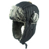 Winter Striped Fur Bomber Hat with Earflaps
