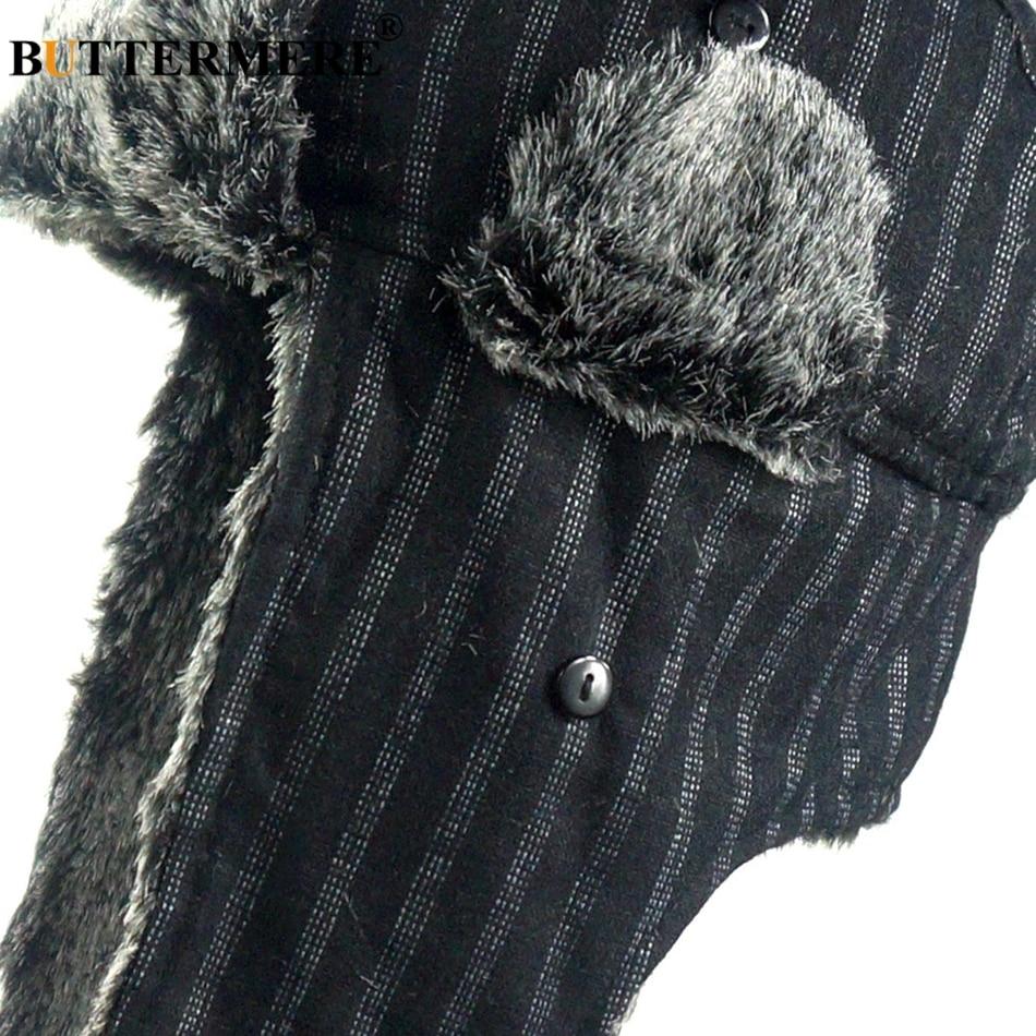 Winter Striped Fur Bomber Hat with Earflaps-Hats-Innovato Design-Coffee-Innovato Design