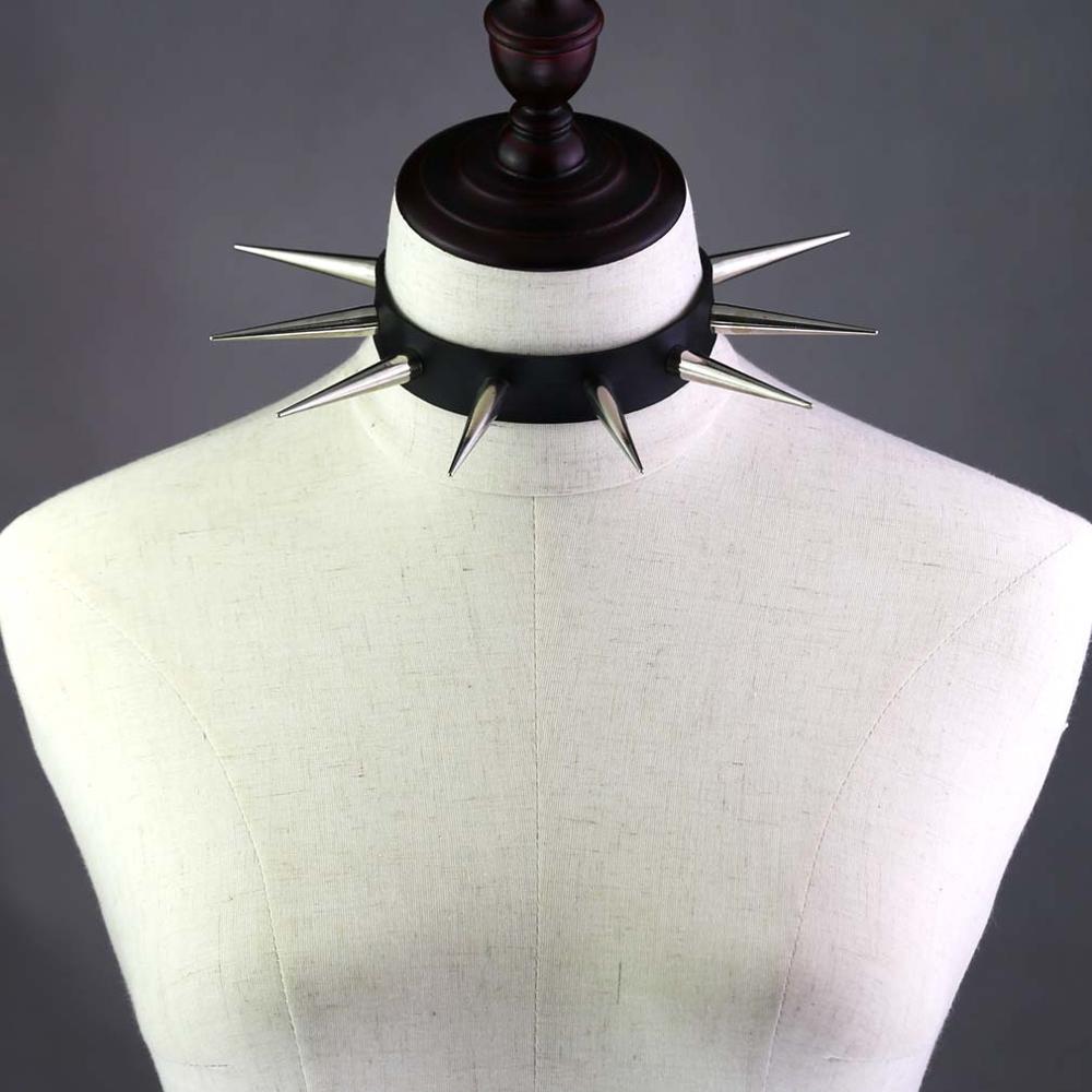Big Metal Spike Stud Choker Collar PU Leather Gothic Hip-Hop Necklace-Necklaces-Innovato Design-White-Innovato Design
