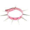 Big Metal Spike Stud Choker Collar PU Leather Gothic Hip-Hop Necklace-Necklaces-Innovato Design-Pink-Innovato Design