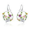 Blooming Forest with a Bird 925 Sterling Silver Drop Earrings