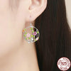 Blooming Forest with a Bird 925 Sterling Silver Drop Earrings