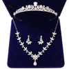Crystal Leaf and Rhinestone Tiara, Necklace & Earrings Jewelry Set-Jewelry Sets-Innovato Design-Silver-Innovato Design