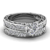 Cubic Zirconia and Heart Crystal & Rhinestones Stainless Steel Wedding Ring Set