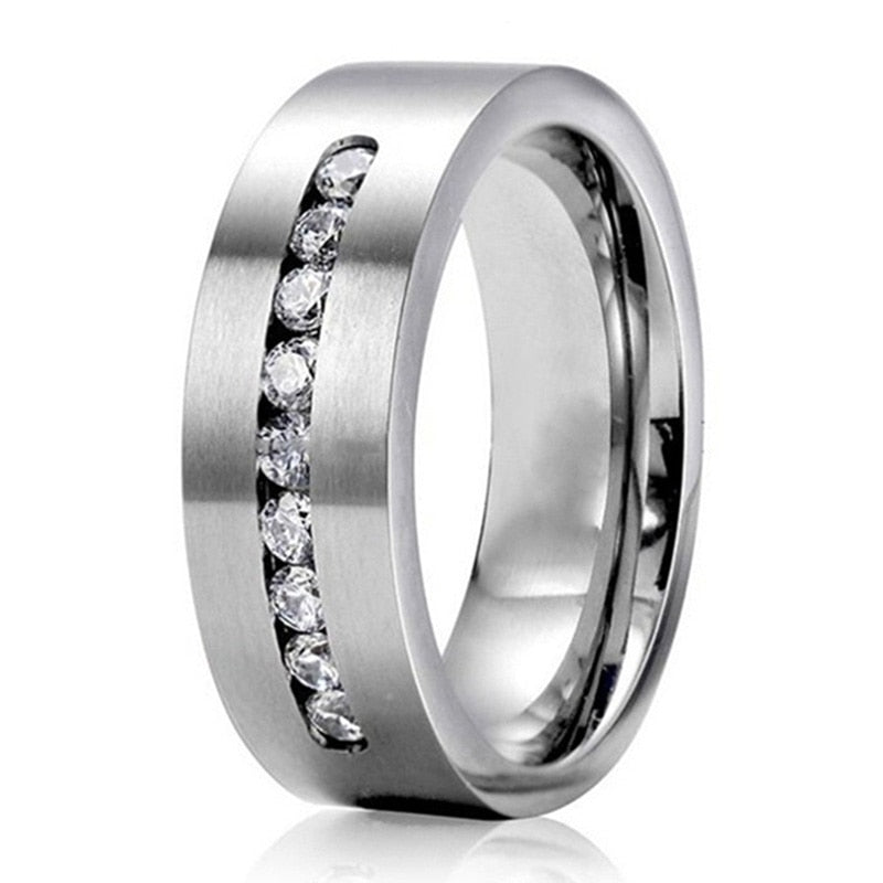 Cubic Zirconia and Heart Crystal & Rhinestones Stainless Steel Wedding Ring Set-Couple Rings-Innovato Design-6-5-Innovato Design