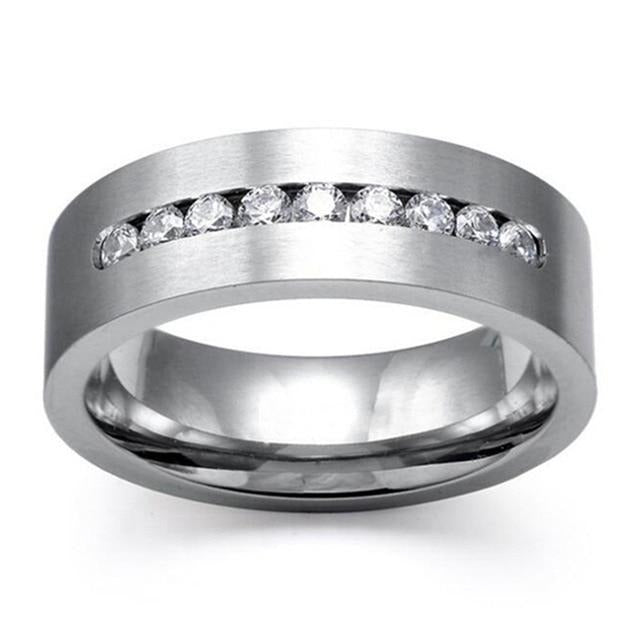 Cubic Zirconia and Heart Crystal & Rhinestones Stainless Steel Wedding Ring Set-Couple Rings-Innovato Design-6-5-Innovato Design