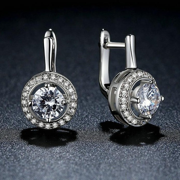 Round Shape Cubic Zirconia Fashion Stud Earrings-Earrings-Innovato Design-Innovato Design