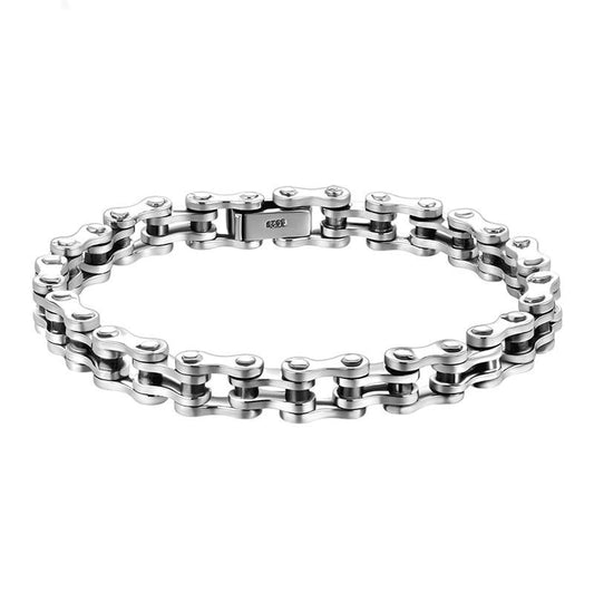 High Polished Link Chain 925 Sterling Silver Handmade Vintage Biker Bracelet-Bracelets-Innovato Design-Innovato Design