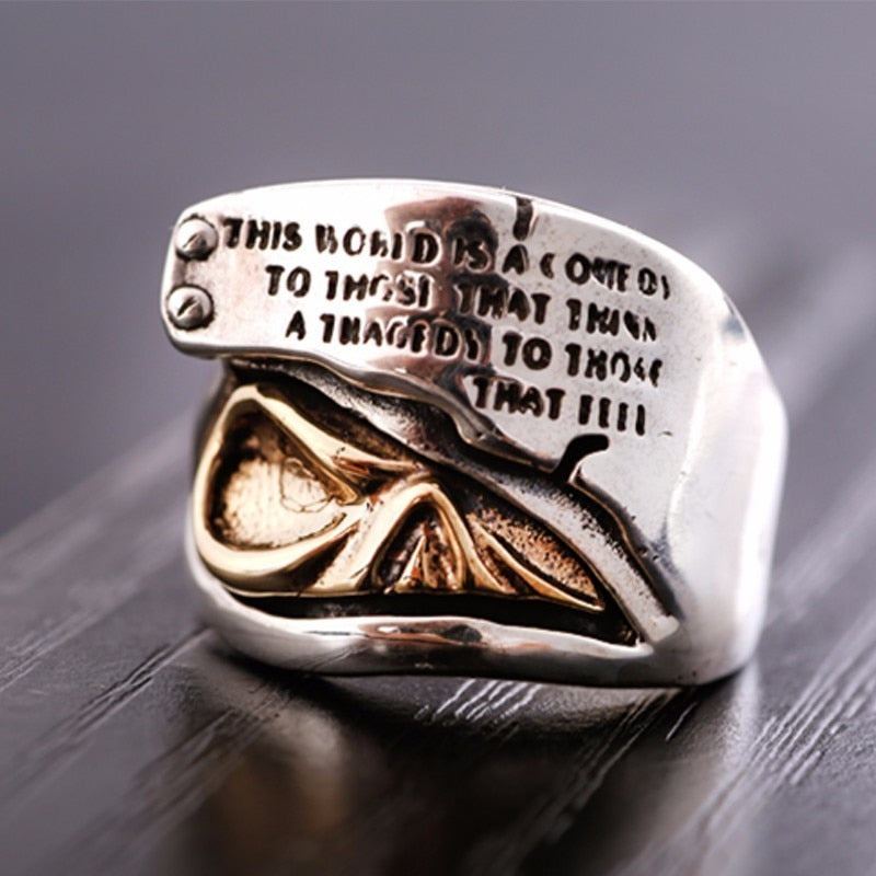 Golden Skull Ear Signet 925 Sterling Silver Punk Rock Biker Ring-Rings-Innovato Design-7-Innovato Design