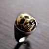 18mm Gold Skull 925 Sterling Silver Vintage Biker Ring-Gothic Rings-Innovato Design-6-Innovato Design