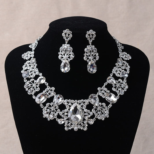 Rhinestone and Crystal Necklace & Earrings Jewelry Set-Jewelry Sets-Innovato Design-Innovato Design