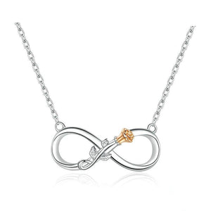 Infinite Love and Flower 925 Sterling Silver Long Chain Link Fashion Pendant Necklace-Necklaces-Innovato Design-Innovato Design