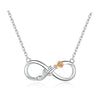Infinite Love and Flower 925 Sterling Silver Long Chain Link Fashion Pendant Necklace
