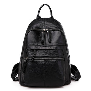 Large Capacity Fashion Soft PU Leather School Bag and Travel Backpack-Backpacks-Innovato Design-Black-Innovato Design