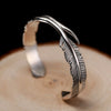 Feather Shape 925 Sterling Silver Classic Hip-hop Punk Rock Open Cuff Bracelet-Rings-Innovato Design-Innovato Design