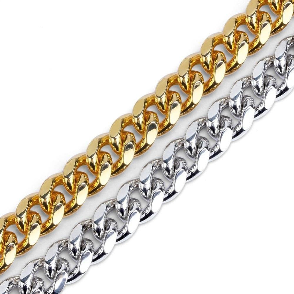 Cubic Zirconia Clasp Cuban Chain Link Hip-Hop Necklace-Necklaces-Innovato Design-Gold-22inch-Innovato Design