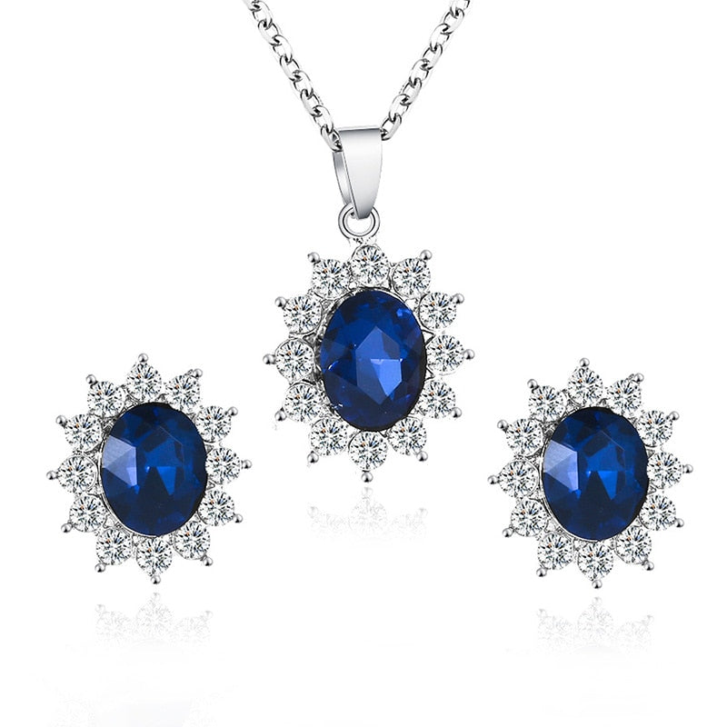 Luxury Sunflower Cubic Zirconia Necklace & Stud Earrings Trendy Fashion Jewelry Set-Jewelry Sets-Innovato Design-Innovato Design