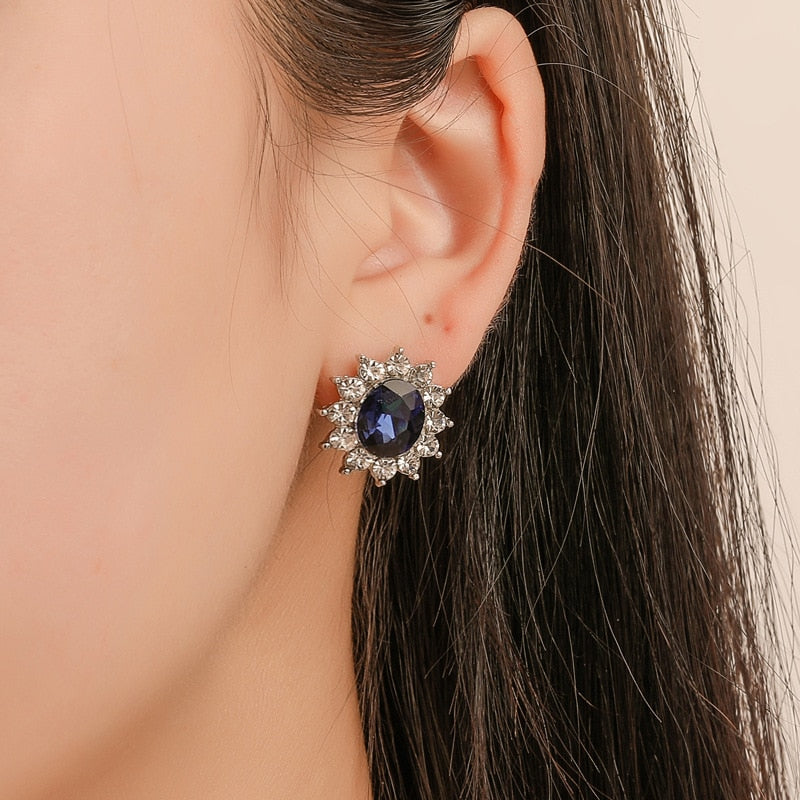 Luxury Sunflower Cubic Zirconia Necklace & Stud Earrings Trendy Fashion Jewelry Set-Jewelry Sets-Innovato Design-Innovato Design