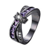 Rainbow Tungsten Carbide and Bow Purple Rhinestone & Cubic Zirconia Wedding Ring Set-Couple Rings-Innovato Design-6-5-Innovato Design