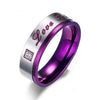 Purple/Silver and Purple Cubic Zirconia Stainless Steel Wedding Ring Set-Couple Rings-Innovato Design-5-5-Innovato Design