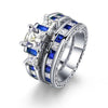8mm Silver Celtic Dragon Inlay and Blue/White Cubic Zirconia Stainless Steel Wedding Ring Set-Couple Rings-Innovato Design-6-5-Innovato Design