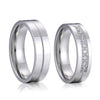 Cubic Zirconia and Plain Titanium Wedding Ring Set-Couple Rings-Innovato Design-7-5-Innovato Design