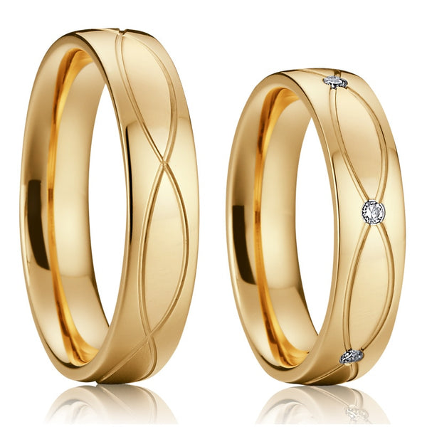 Cubic Zirconia and Gold-Filled Stainless Steel Wedding Ring Set-Couple Rings-Innovato Design-7-4-Innovato Design