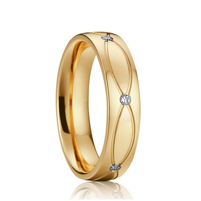 Cubic Zirconia and Gold-Filled Stainless Steel Wedding Ring Set-Couple Rings-Innovato Design-7-4-Innovato Design