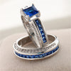 Blue/Silver and Blue Cubic Zirconia Stainless Steel Wedding Ring Set-Couple Rings-Innovato Design-6-5-Innovato Design
