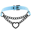 Black Heart Chain Link Collar Choker Leather Gothic Punk Harajuku Necklace