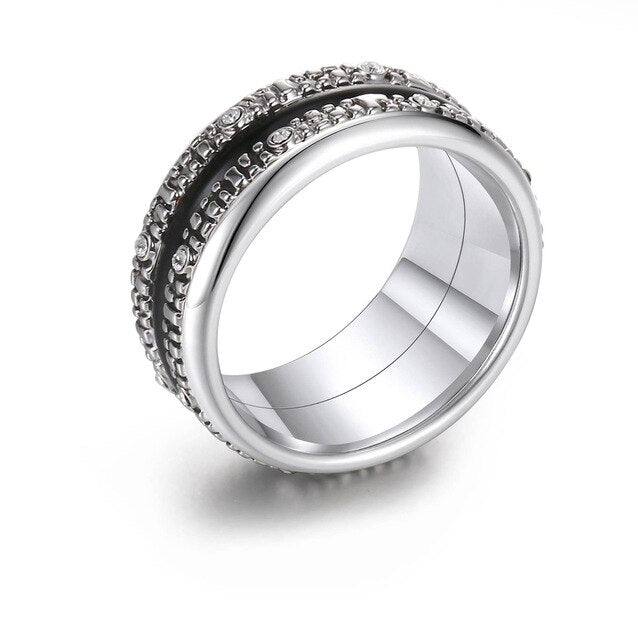 Original Black Stainless Steel, Aluminum, and Stackable, Rotatable, and Interchangeable Ring-Rings-Innovato Design-6-Innovato Design
