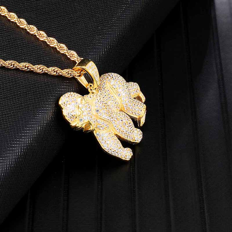 Cubic-Zirconia-Studded Orangutan Bling Rope Chain Hip-hop Pendant Necklace-Necklaces-Innovato Design-Innovato Design