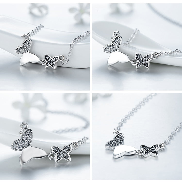 Classic Butterfly Cubic Zirconia 925 Sterling Silver Necklace, Earrings & Ring Vintage Jewelry Set-Jewelry Sets-Innovato Design-6-Innovato Design