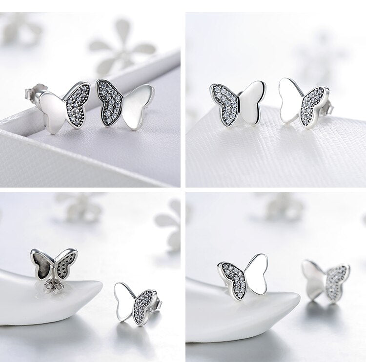 Classic Butterfly Cubic Zirconia 925 Sterling Silver Necklace, Earrings & Ring Vintage Jewelry Set-Jewelry Sets-Innovato Design-6-Innovato Design