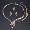 Gold/Silver-Plated Tiger Crystal Necklace, Bracelet, Earrings & Ring Wedding Statement Jewelry Set
