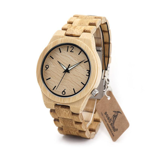 Luxury Bamboo Wooden Watch with Japanese Mechanism and Quartz Display - InnovatoDesign