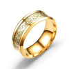 Gold Celtic Dragon and White Cubic Zirconia Gold-Plated Stainless Steel Wedding Ring Set