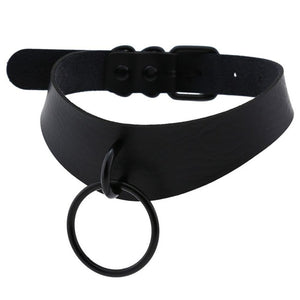 Adjustable Black Metal Ring Choker Collar Leather Gothic Punk Harajuku Necklace-Necklace-Innovato Design-Black-Innovato Design